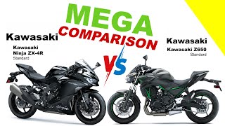 Kawasaki Ninja ZX 4R vs Kawasaki Z650 | MEGA COMPARISON