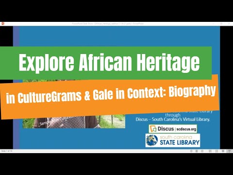 Explore African Heritage in CultureGrams and Gale in Context: Biography (CC)