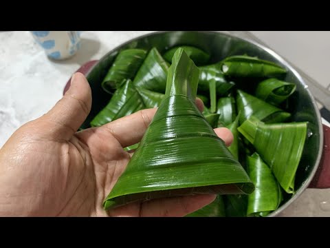 Petunjuk Memasak cara buat ketupat pulut daun pandan | menu special inspirasi dari ketupat pulut daun palas Yang Lezat