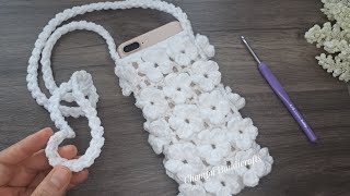 How to Crochet Flower Phone Bag | Crochet 3D Flower Phone Bag | Chompu Handicrafts