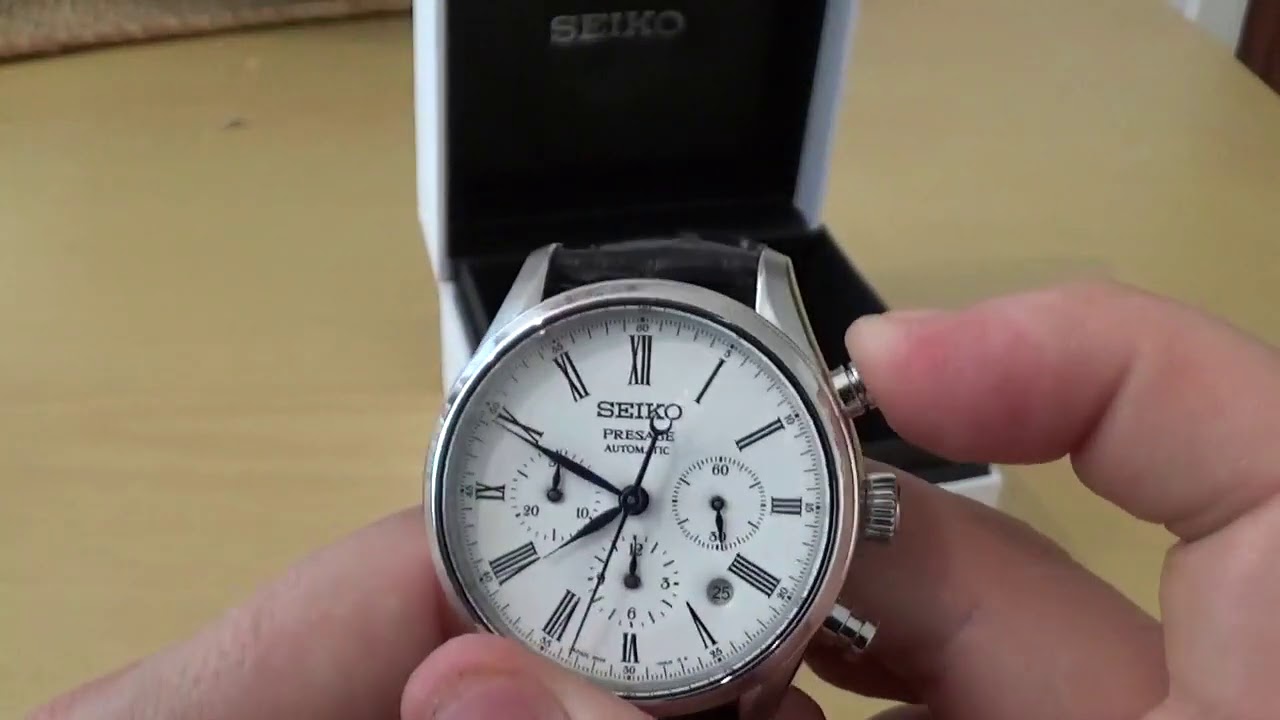 Seiko Presage SRQ023J1 Enamel Dial Chronograph Quick Look - YouTube