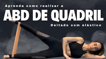 Guia de Execução para Abdução de Quadril com Miniband deitado com as pernas esticadas.