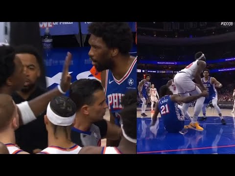 JOEL EMBIID FIGHTS ENTIRE KNICKS AFTER PULLING DOWN LEG OF PLAYER!