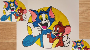 How to draw tom and jerry easy step by step with colored pencil