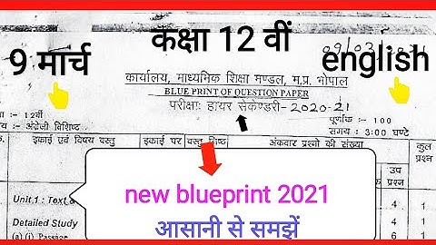 class 12th english new blueprint 2021 || कक्षा 12वीं अंग्रेजी नया ब्लू प्रिंट 2021