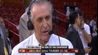 June 21, 2012 NBATV2012 NBA Finals Miami Heat Championship Pat Riley Post Game Interview (Vs OKC)