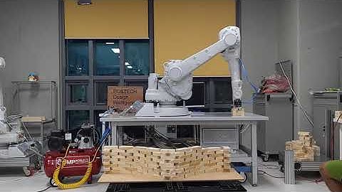 Automatic brick stacking by using Abb 1600 industrial robot arm