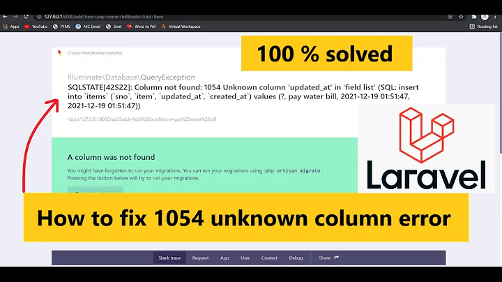 How to fix Column not found: 1054 Unknown column error in Laravel || Laravel || Online Study For CS