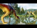 INDORAPTOR HUNTING THERIZINOSAURUS HERD IN WOODLAND ENV - Jurassic World Evolution 2