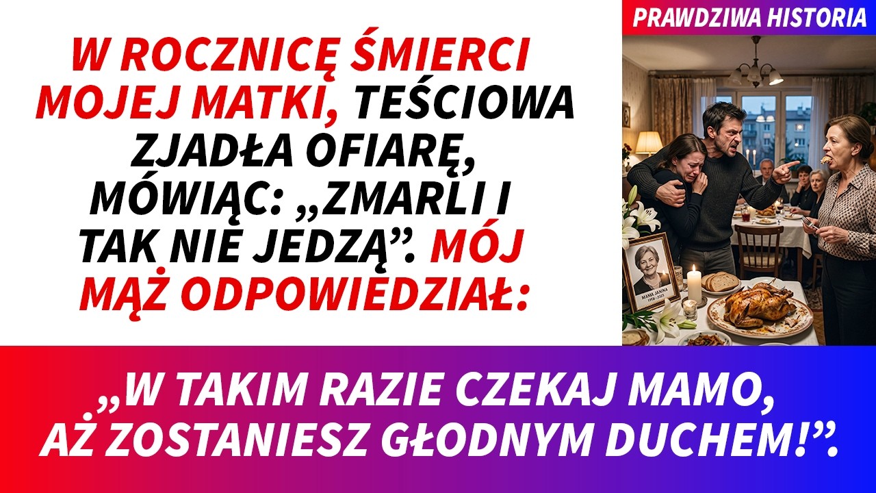 Szykowałam obiad rocznicowy dla mojej zmarłej mamy – upiekłam kurczaka, ułożyłam kluski i zioła, obok postawiłam jej portret i zapaliłam znicz. Goście mieli przyjść za kilka minut. Wtedy...