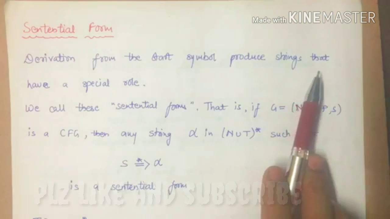 theory of computation sentential form 2018 youtube right sentential form