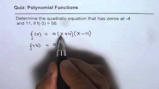 Determine Quadratic Equation From Given Roots and a Point