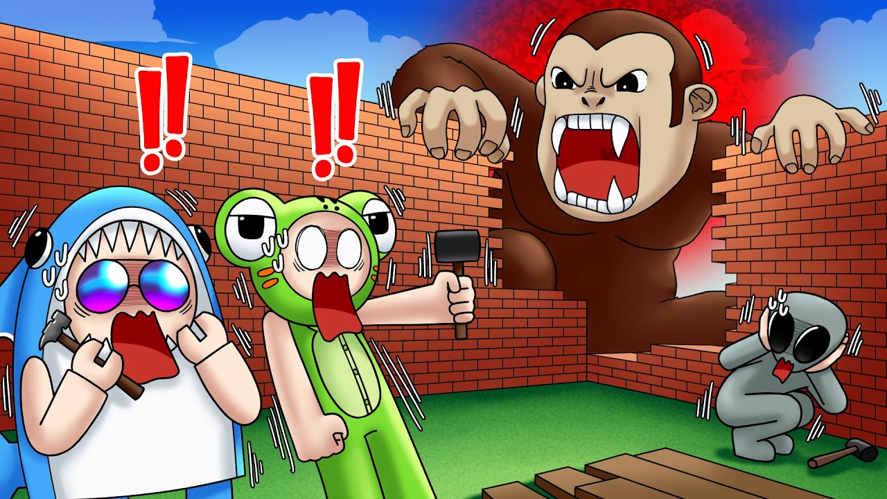 กบเลี่ยนหลามสร้างบ้านป้องกันสัตว์ประหลาดโจมตี! - Roblox