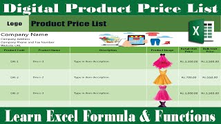 #188-How to make digital price list in Excel (Step by Step) (2021) screenshot 4