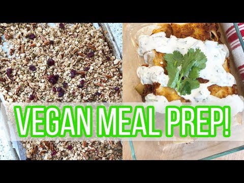 Vegan + Plant-Based Meal Prep! // Veggie Enchiladas, Chickpea Salad, Hummus + Fruit