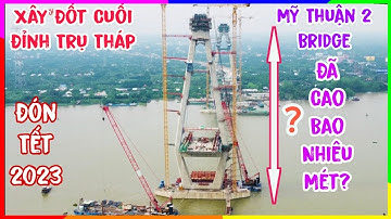 Trụ tháp chính cầu Mỹ Thuận 2 đã cao bao nhiêu mét & tiến độ cầu dây văng lớn nhất cao tốc VN