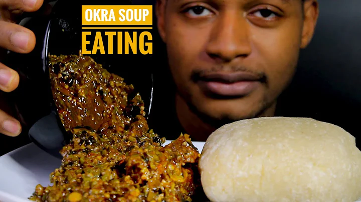 ASMR NIGERIAN FUFU,OKRA SOUP, STOCK FISH COW MEAT & PONMO EATING MUKBANG (No talking) eating sounds