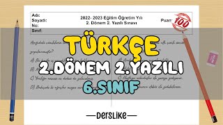 6. Sınıf Türkçe 2.Dönem 2.Yazılı Soruları #2023