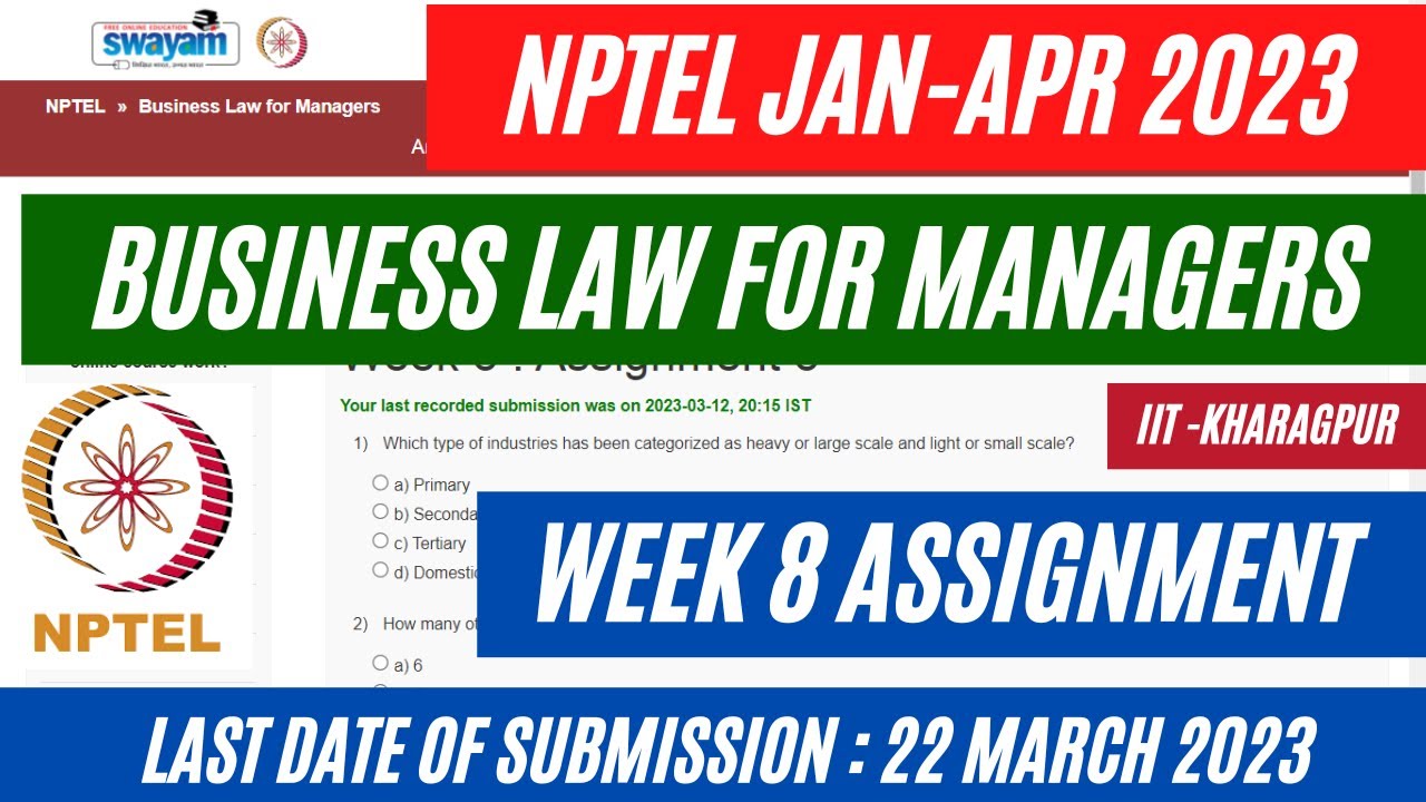 business law for managers nptel assignment answers