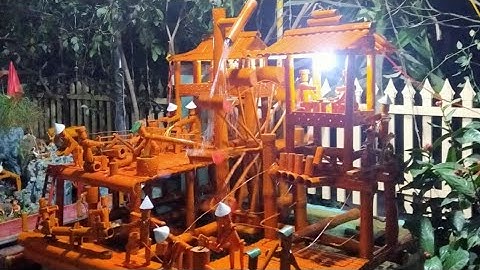 Guồng nước dân tộc 19 người có máy bơm và bao ship, bán chạy nhất hiện nay