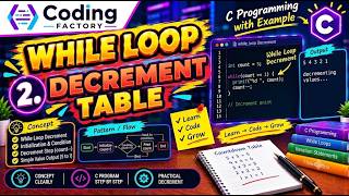 Full While Loop + Decrement in C 🔥 | Step by Step Program | Coding Factory News