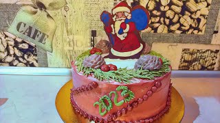 Новогодний декор торта Кремовое украшение БЗК