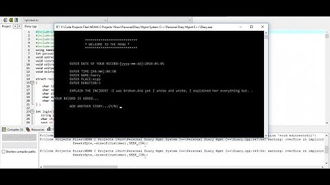 PERSONAL DIARY MANAGEMENT SYSTEM IN C++ WITH SOURCE CODE