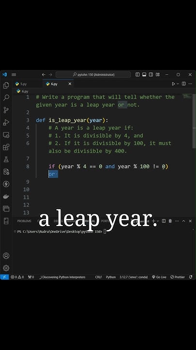 6 Python Practice Problems:year leap or not #coding # ...