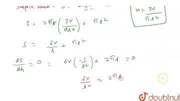 "Show that a right-circular   cylinder of given volume, open at the top, hasÂ minimum total surface