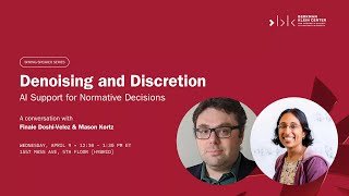 Denoising and Discretion: AI Support for Normative Decisions
Many decisions require some kind of personal discretion: Was a workplace accident due to negligence? Should a particular person be deported? In these cases, we are inclined to preserve human agency in order to fully consider the situation’s context (discretion); at the same time, we usually dont want people making capricious choices (denoise).
In this talk, computer scientist Finale Doshi-Velez and Cyberlaw Clinic lawyer Mason Kortz discuss the challenges and opportunities for designing AIs that help us make decisions in these normative contexts, as opposed to the predictive settings in which we have assumed that AI is helping. In many cases its not and thus our support is not the right type. The session offers interactive scenarios to discover what helps us adhere to due process without being manipulated. Denoising and Discretion: AI Support for Normative Decisions