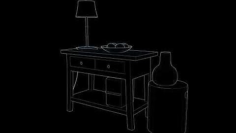 3D Wireframe Animation Turntable - Unreal Engine 5 - End Table, Lamp, Décor