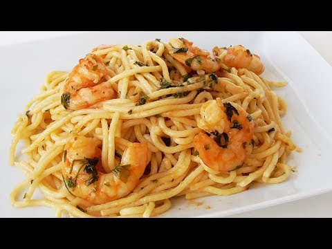 Video: Langostinos Al Ajillo Con Espaguetis