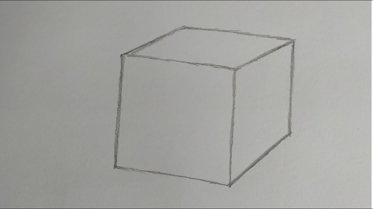 Como desenhar um cubo simples passo a passo. How to draw a simple cube ...