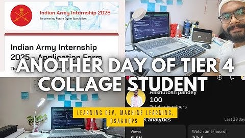 A Day in Tier 3 BTech collage student || Learning ML, oops @KunalKushwaha , dev @harkirat1