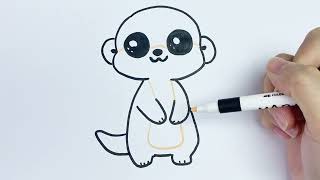 How to Draw a Cute Meerkat Cat - Step by Step Tutorial (Part 1)