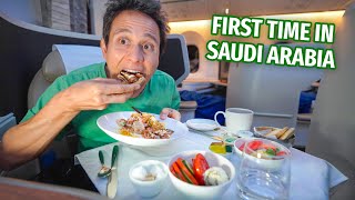 Food Review SAUDIA AIRLINES! Business Class from Bangkok to Jeddah, Saudi Arabia!