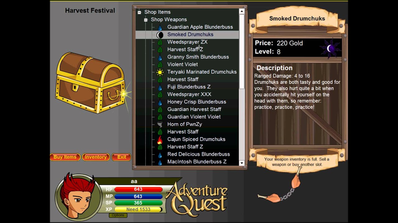 Adventure Quest -2011 Harvest Quest Rewards