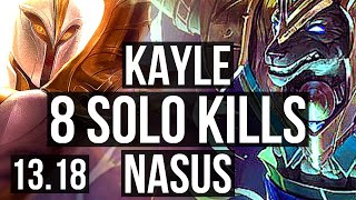 KAYLE vs NASUS (TOP) | 8 solo kills, 1400+ games, 1.7M mastery | KR Master | 13.18