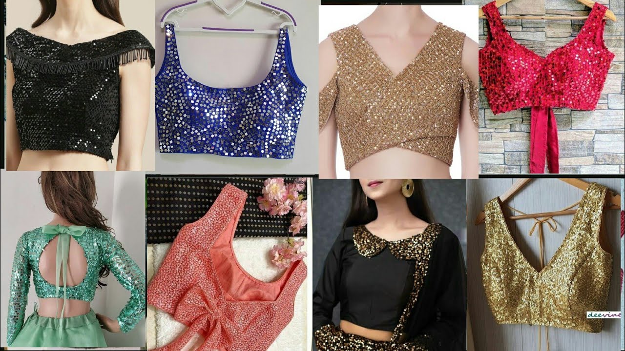 Sequin blouse designs | Blouse neck designs| Blouse back neck designs|Blouse sleeves Design
