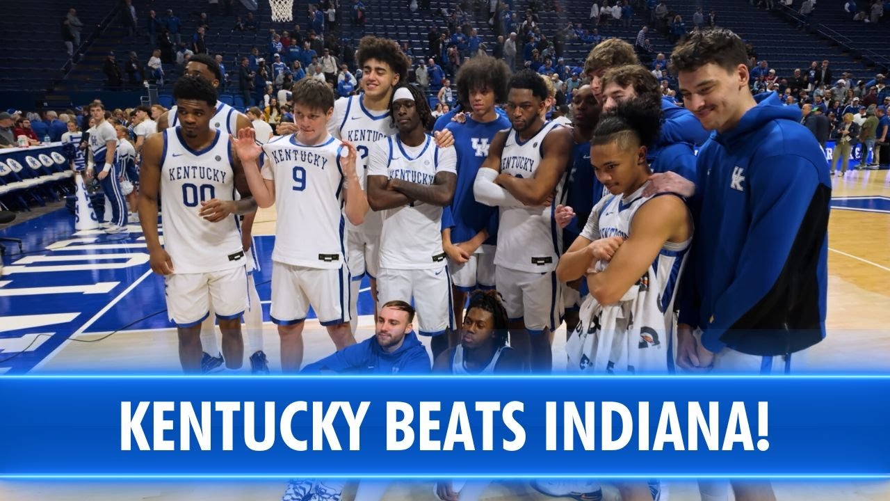 Kentucky players, coaches, & fans celebrate win over Indiana - YouTube
