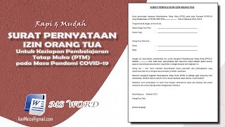 Contoh Surat Pernyataan Izin Orang Tua Untuk PTM Terbatas Selama Pandemi