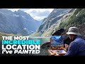 Painting outdoors in oils  new zealand mountain lake en plein air