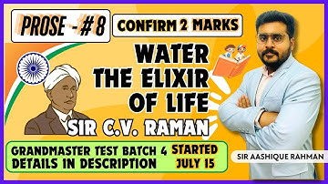 Water The Elixir of Life - | TNPSC Group 2/2A 2024 | Prose 8 GENERAL ENGLISH | TNPSC