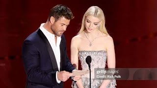 Anya Taylor-Joy and Chris Hemsworth presenting the "Best Animated Feature" category at the Oscars.