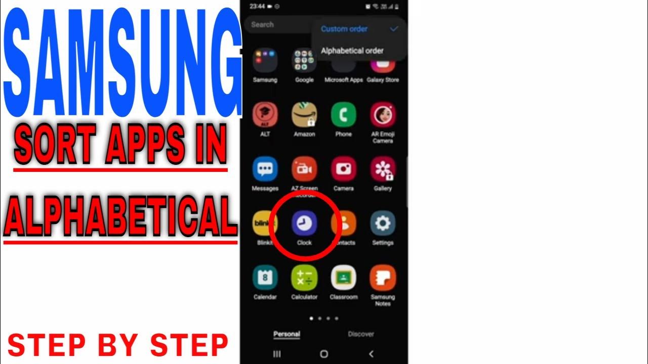 How to sort apps in alphabetical order in a samsung device youtube
