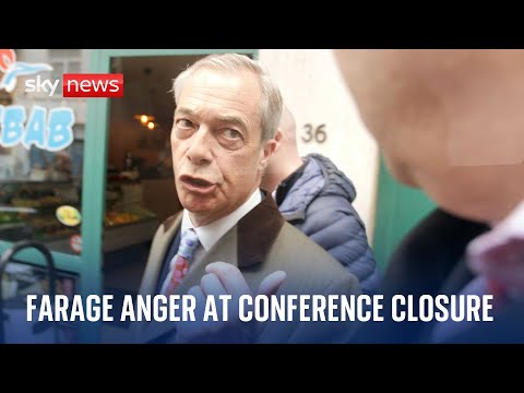 Nigel Farage accuses Brussels mayor after conservatism conference is closed down.