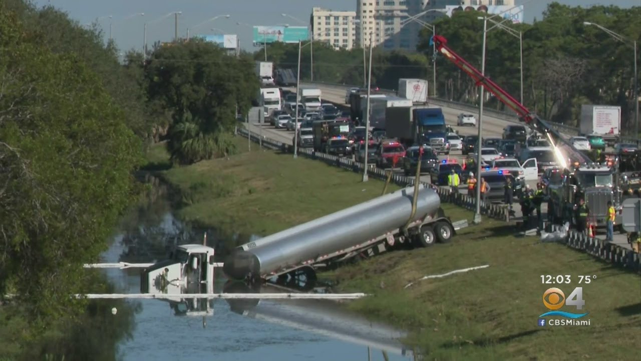 Tanker Careens Into Canal After Turnpiek Crash