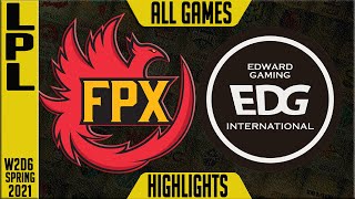 FPX vs EDG Highlights ALL GAMES | LPL Spring 2021 W1D7 | FunPlus Phoenix vs Edward Gaming