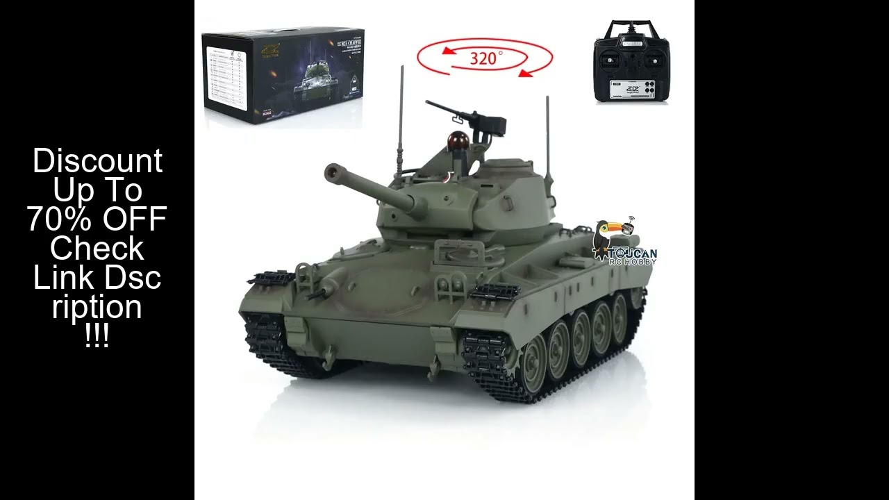 1/16 Tongde M24 Chaffee RC Tank Light Electric 320° Infrared Barrel Recoil Infantry Fighting Vehicle