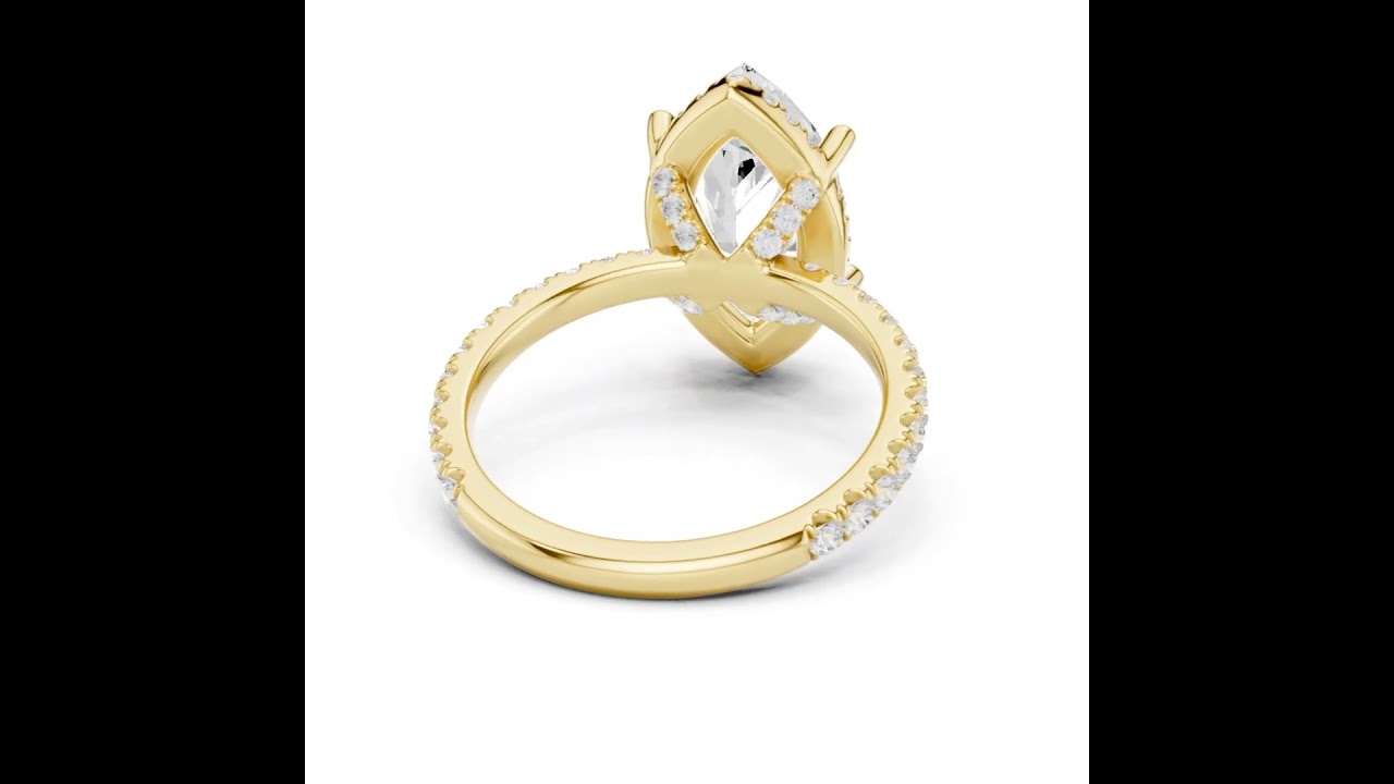 Pave Set Marquise Diamond Hidden Halo Ring